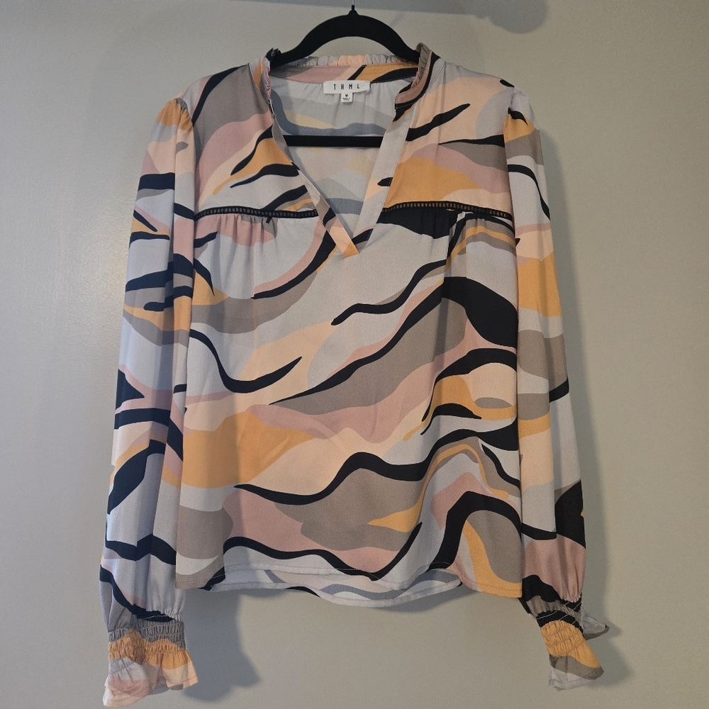 Abstract Print Boutique Blouse - Multi Color + FREE BEAUTY GIFT 🪷